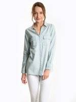 Denim blouse with checst pockets