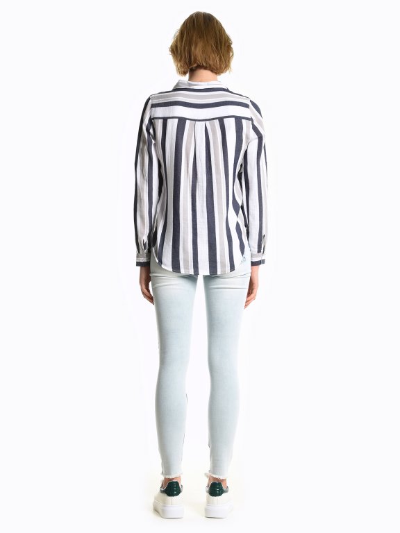 Cotton blend striped blouse
