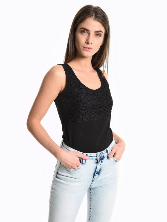 Tank top with crochet detail