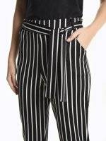 Stretch striped paperbag trousers