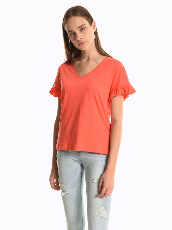Top with ruffle sleeves