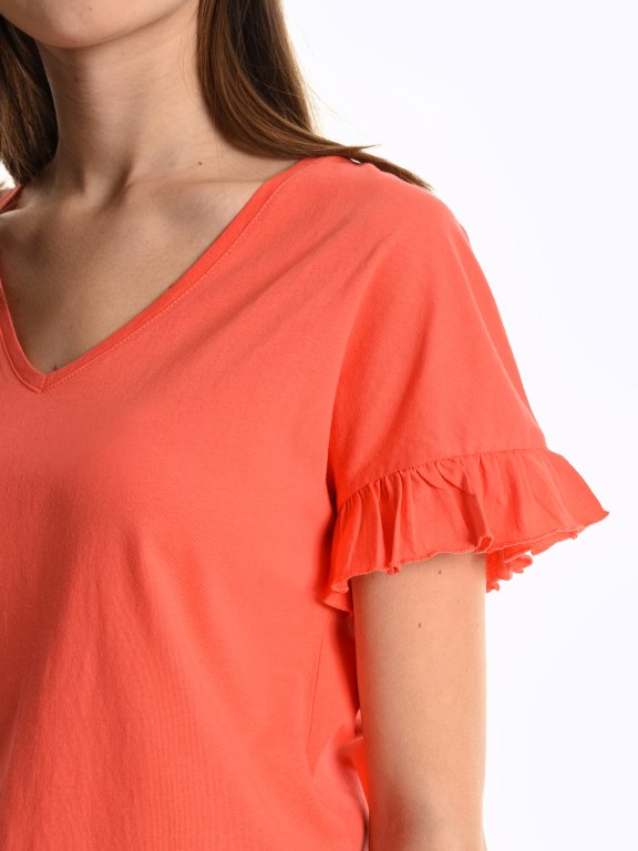 Top with ruffle sleeves