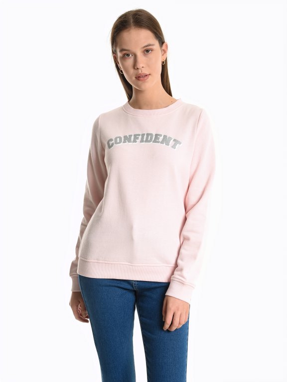 Sweatshirt with metallic message print