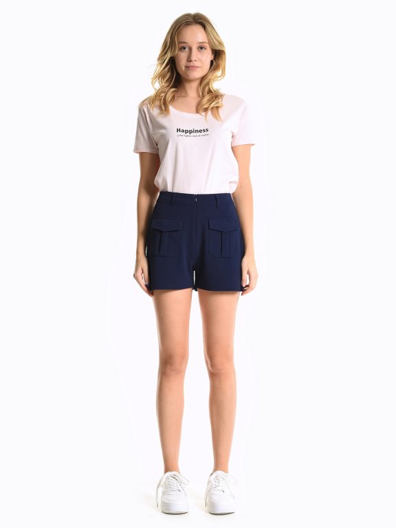 High waisted shorts with front pockets