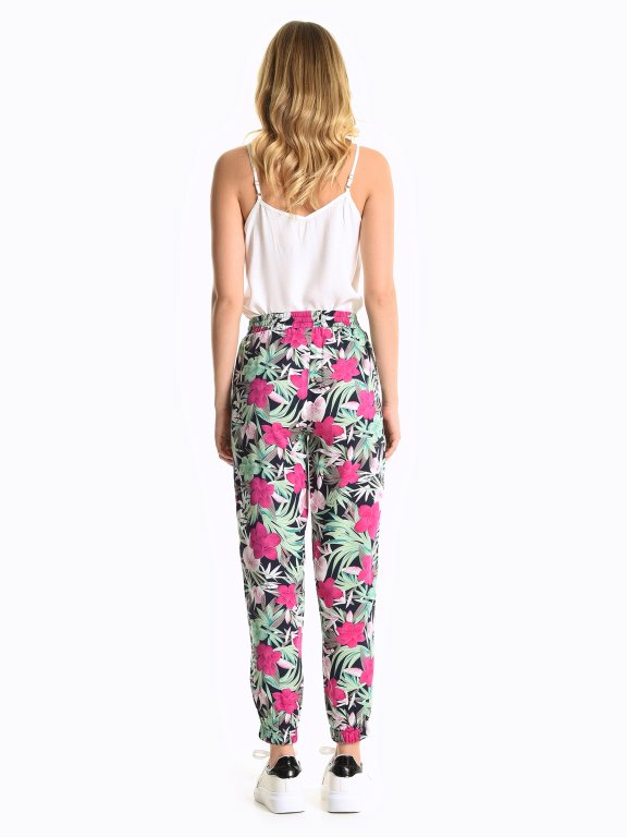 Floral print harem trousers