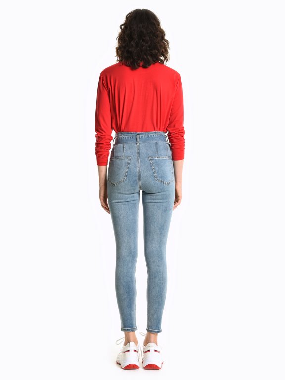 High waisted skinny jeans with belt