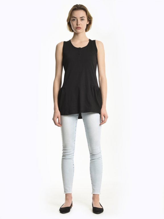Longline tank top with buttons