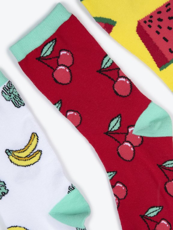 3-pack fruit pattern crew socks