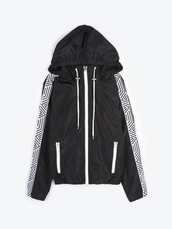 Taped hooded jacket