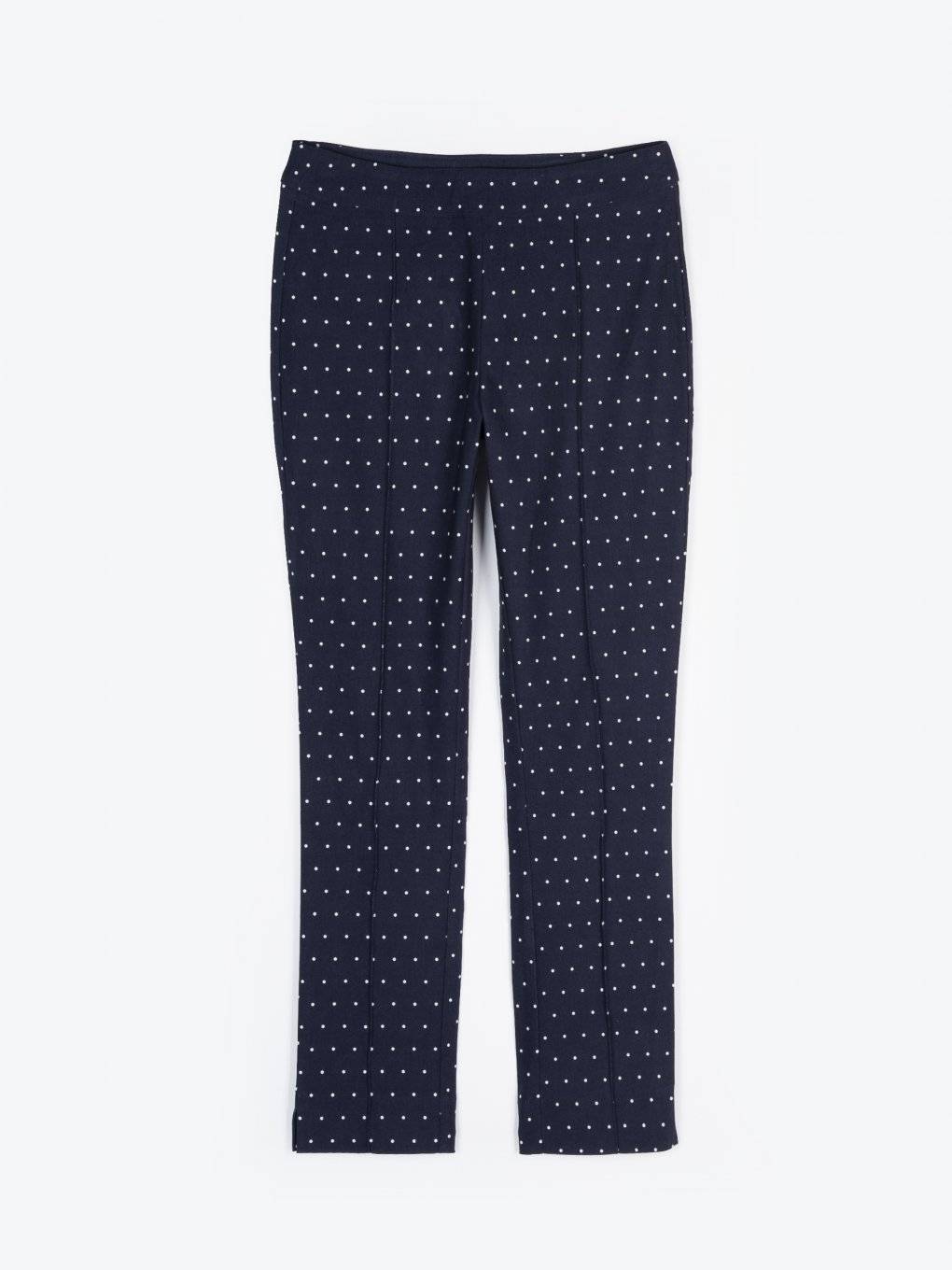 7/8 leg polka dot print slim fit trousers