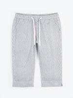 3/4 leg striped stretch trousers
