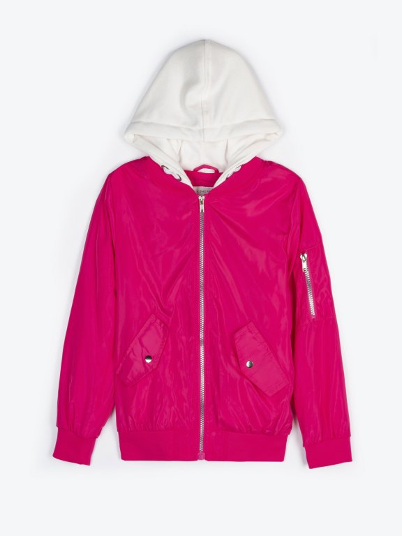 Bomber jacket with contrast hood
