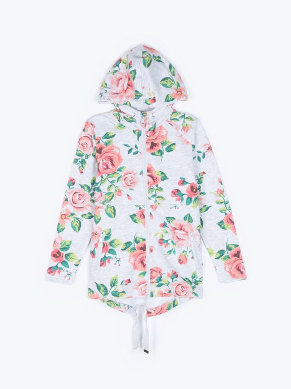 floral zip up hoodie