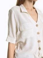 Viscose blouse with linen blend