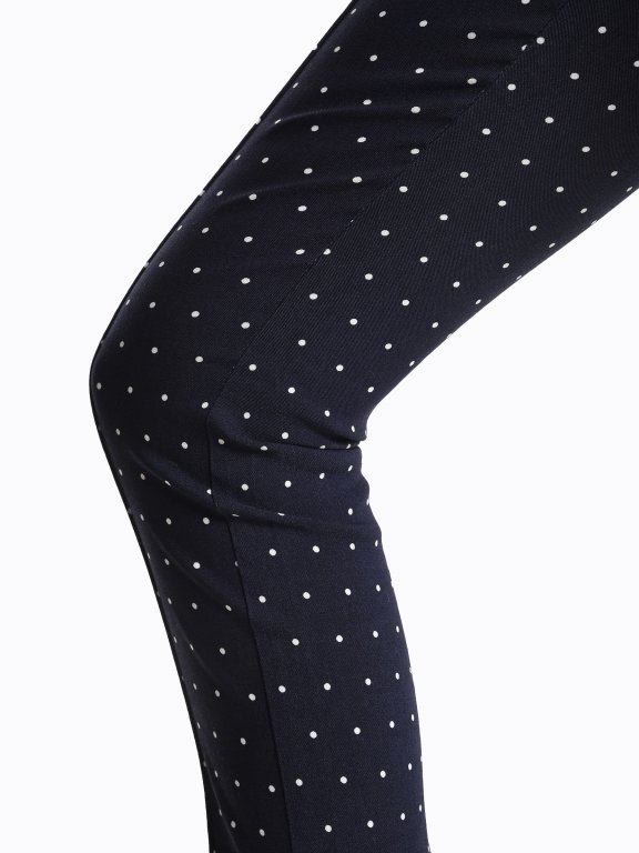 7/8 leg polka dot print slim fit trousers