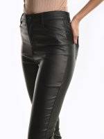 Stretchy skinny fit coated trousers