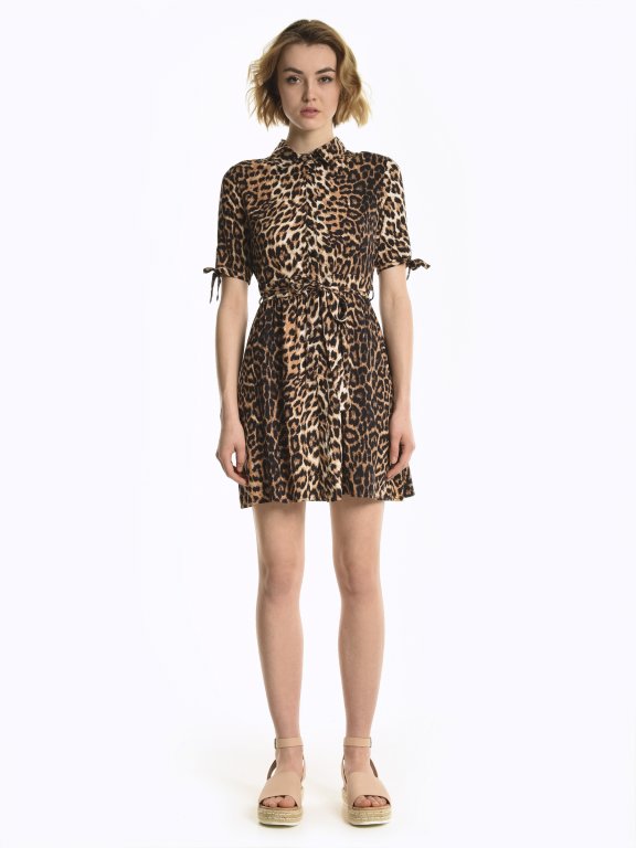 Leopard print shirt dress