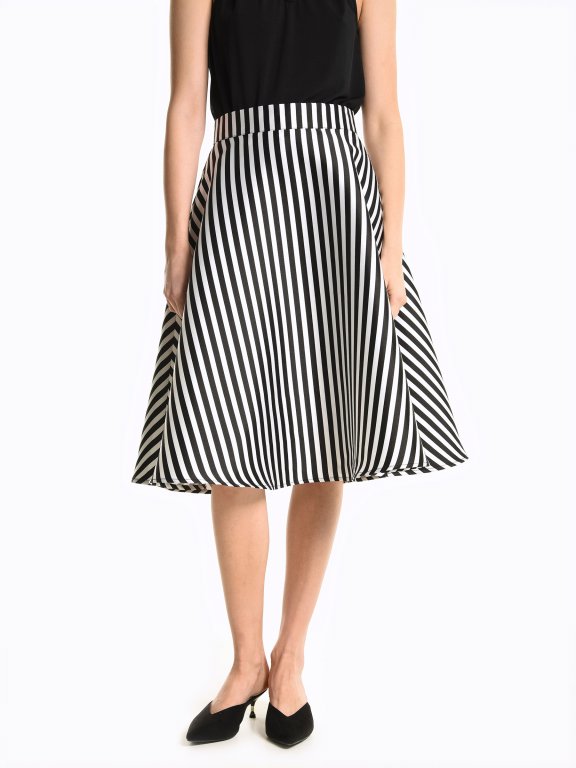 A-line striped midi skirt