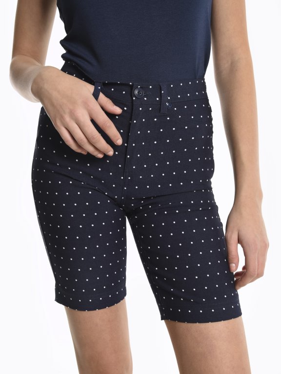 Polka dot print slim fit shorts