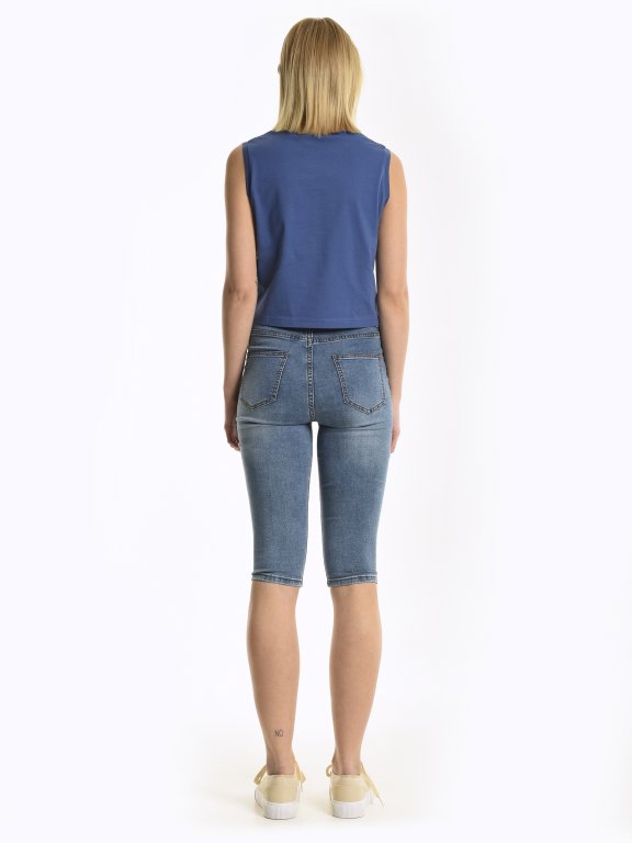 Trojštvrťové džínsy skinny s vysokým pásom