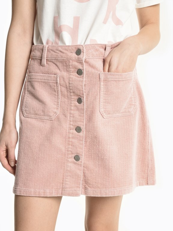 Button down corduroy skirt