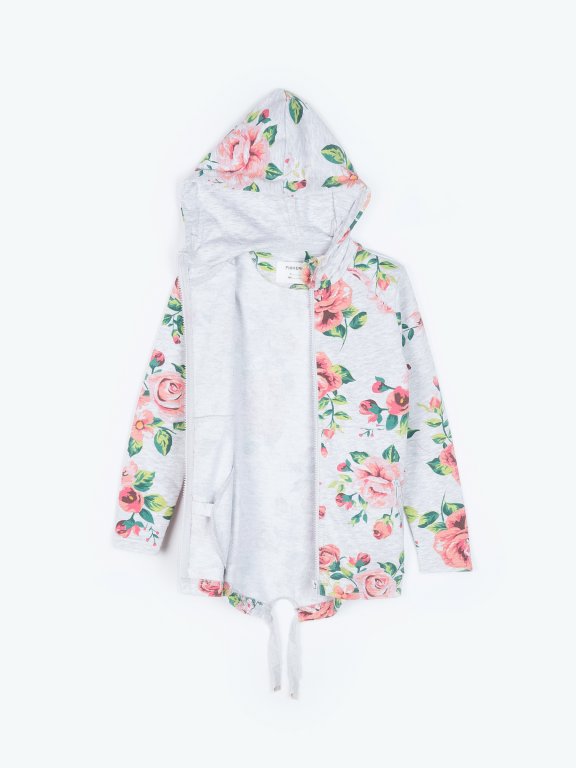 floral zip up hoodie