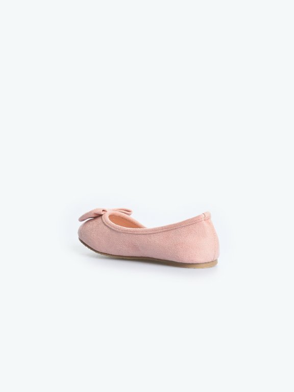 Faux suede ballerinas with bow