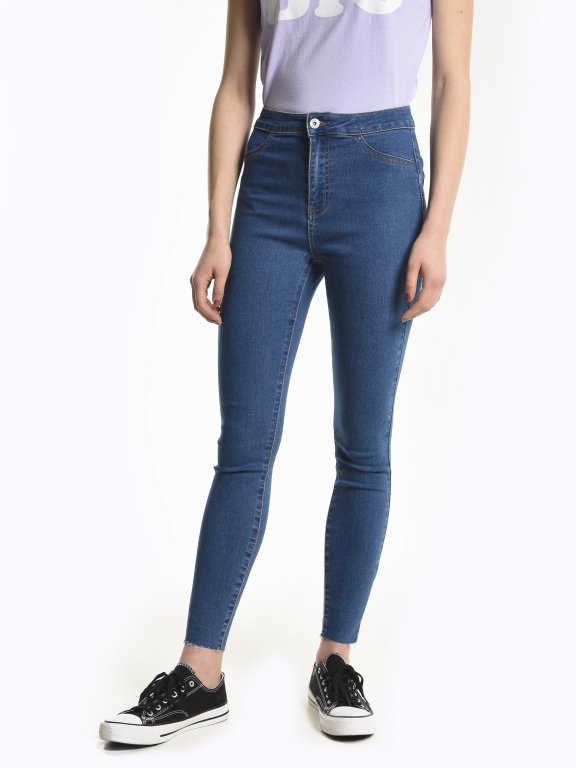 Jednoduché džíny skinny s vysokým pasem