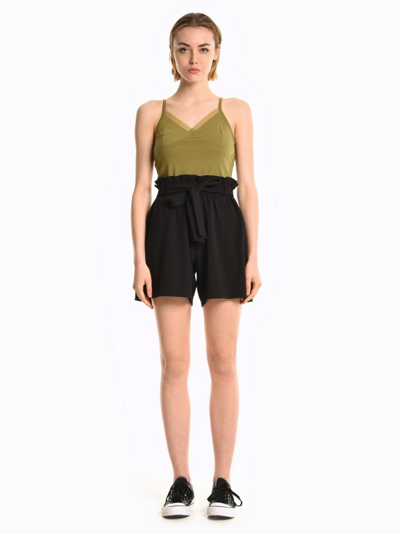 High waisted paperbag shorts