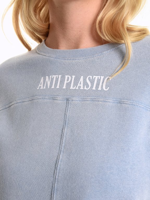 Slogan print cropped sweatshirt