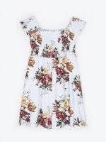 Off-the-shoulder floral print dress