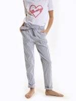 Striped slim fit paper bag trousers
