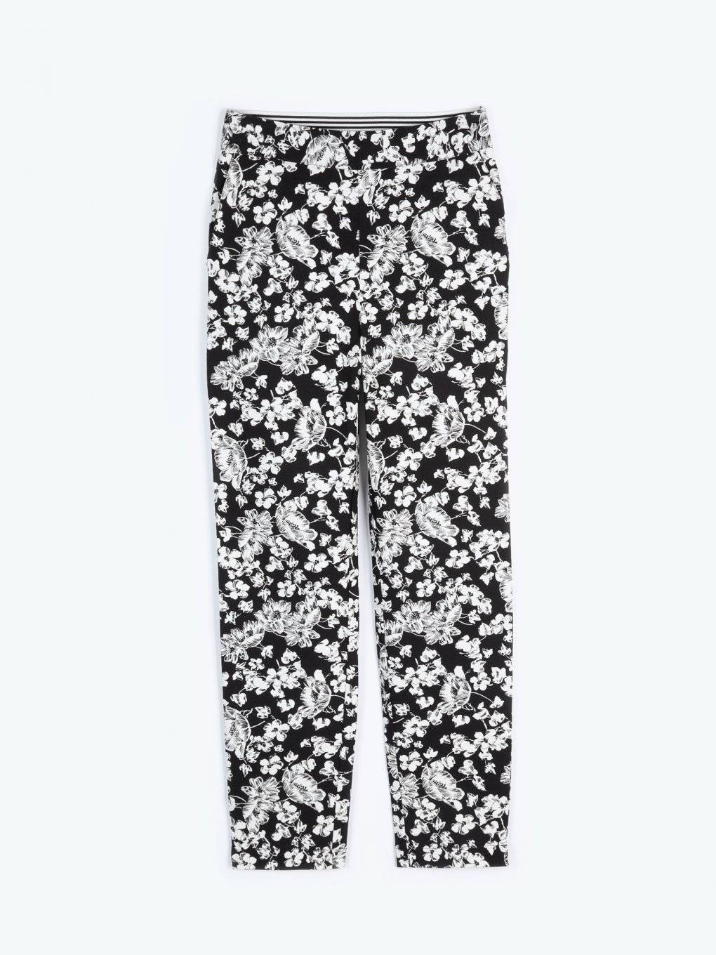 Flower print slim fit trousers