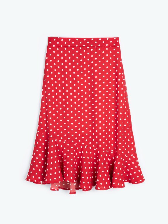 Polka dot print skirt with ruffle