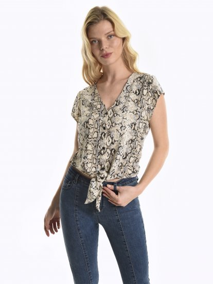 Snakeskin print blouse top