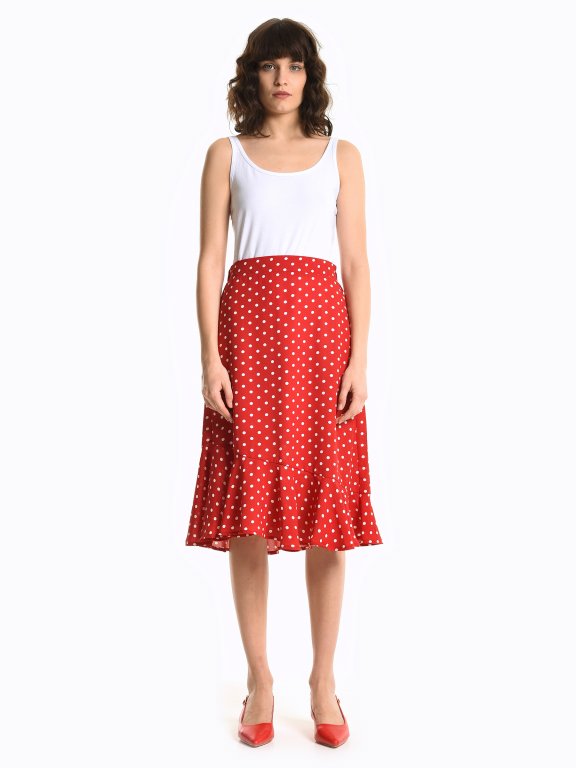 Polka dot print skirt with ruffle