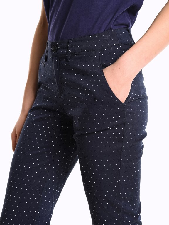 Polka dot print straight fit trousers
