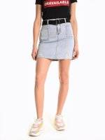 Mini denim skirt with belt