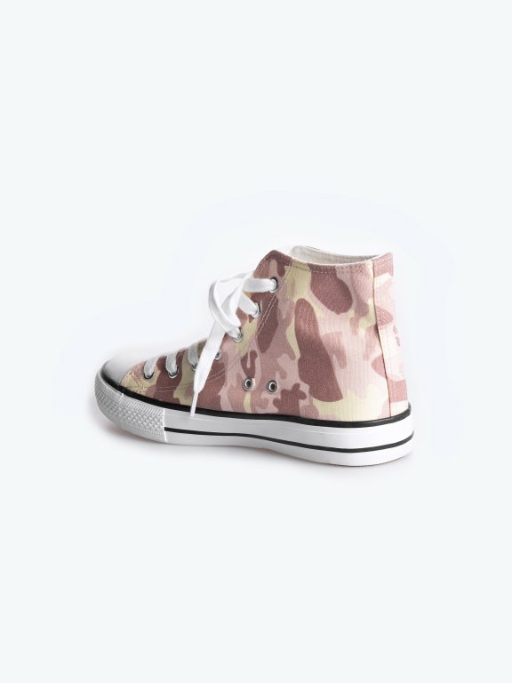 Pink camo hi-top sneakers
