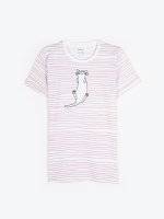 Cotton striped short sleeve t-shirt with print