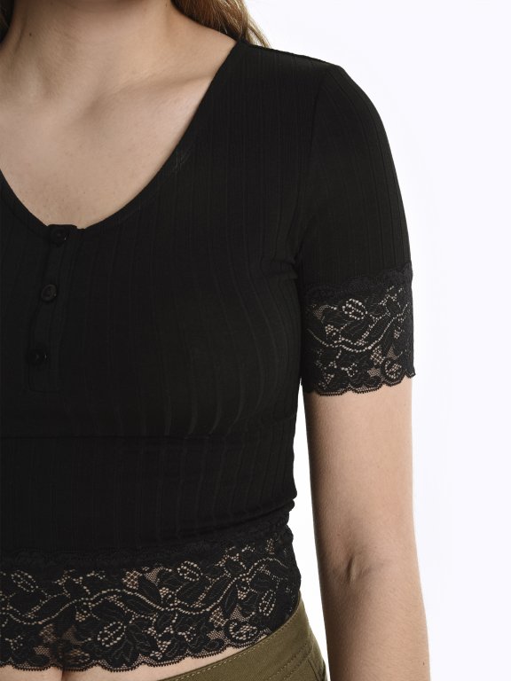 Top with lace and buttons