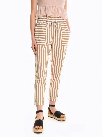 Striped papebag trousers