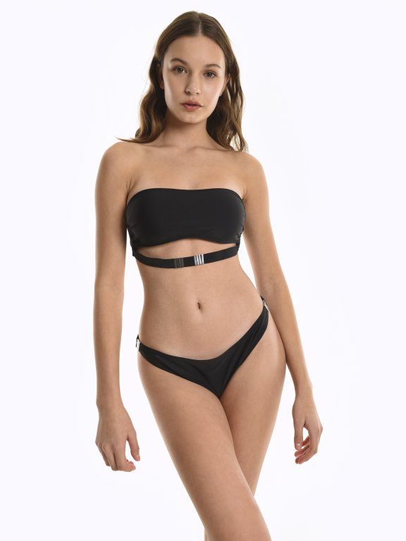 Bandeau bikini top with metal details