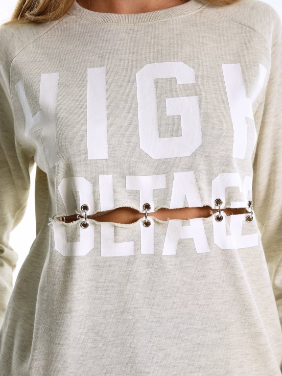 Sweatshirt with metal rings