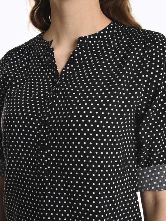 Polka dot print viscose blouse