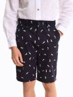 Cotton chino shorts with print