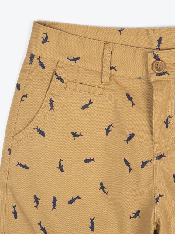 Cotton chino shorts with print