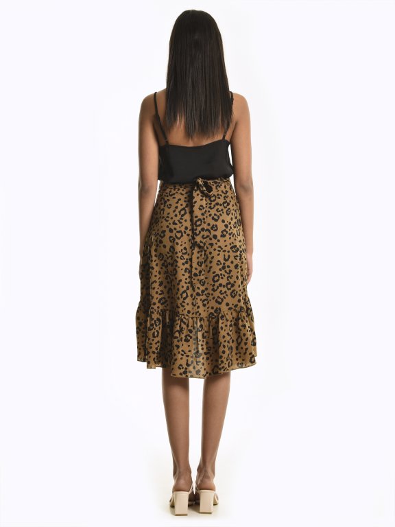 Animal print skirt with ruffles