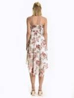 Asymmetric floral dress with removable straps