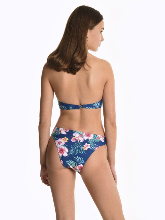 Floral print bandeau bikini top